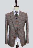 Brown Red Herringbone Tweed 3 Piece Suit