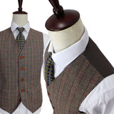 Brown Red Herringbone Tweed 3 Piece Suit