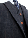 Dark Grey Herringbone Tweed 3 Piece Suit