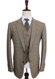 Retro Brown Check Tweed 3 Piece Suit