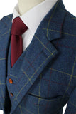 Retro Check Blue Tweed 3 Piece Suit