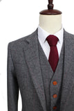 Retro Grey Herringbone Tweed 3 Piece Suit