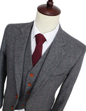 Retro Grey Herringbone Tweed 3 Piece Suit