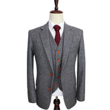 Retro Grey Herringbone Tweed 3 Piece Suit