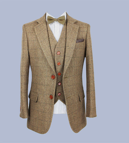 Retro Brown Tweed 3 Piece Suit