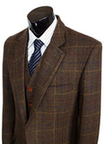 Retro Check Brown Tweed 3 Piece Suit