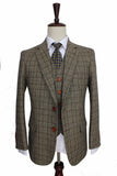 Retro Brown Plaid 3 Piece Suit