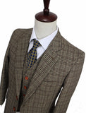 Retro Brown Plaid 3 Piece Suit