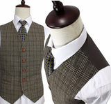 Retro Brown Plaid 3 Piece Suit