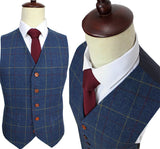 Retro Check Blue Tweed 3 Piece Suit