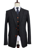 Dark Grey Herringbone Tweed 3 Piece Suit