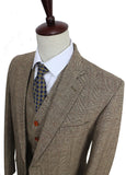 Retro Brown Check Tweed 3 Piece Suit