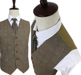 Retro Brown Check Tweed 3 Piece Suit