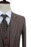 Brown Red Herringbone Tweed 3 Piece Suit