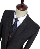 Dark Grey Herringbone Tweed 3 Piece Suit