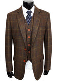 Retro Check Brown Tweed 3 Piece Suit