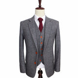 Retro Grey Herringbone Tweed 3 Piece Suit