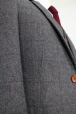 Retro Grey Herringbone Tweed 3 Piece Suit