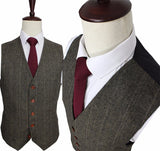 Dark Green Herringbone 3 Piece Suit